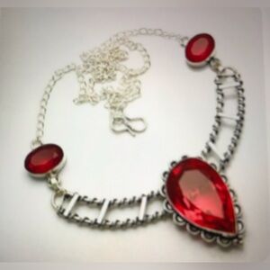 Garnet Stamped 925 Sterling Silver Necklace